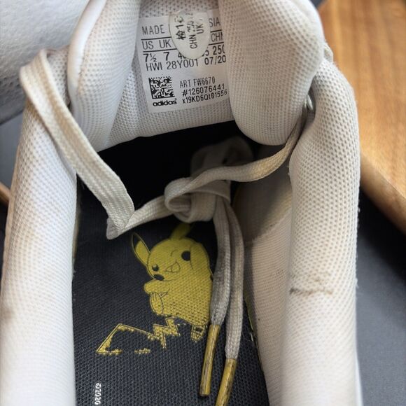 Adidas Advantage Pokemon Pikachu Bolt Mens Size 7.5 Shoes White Gold FW6670 main image 4